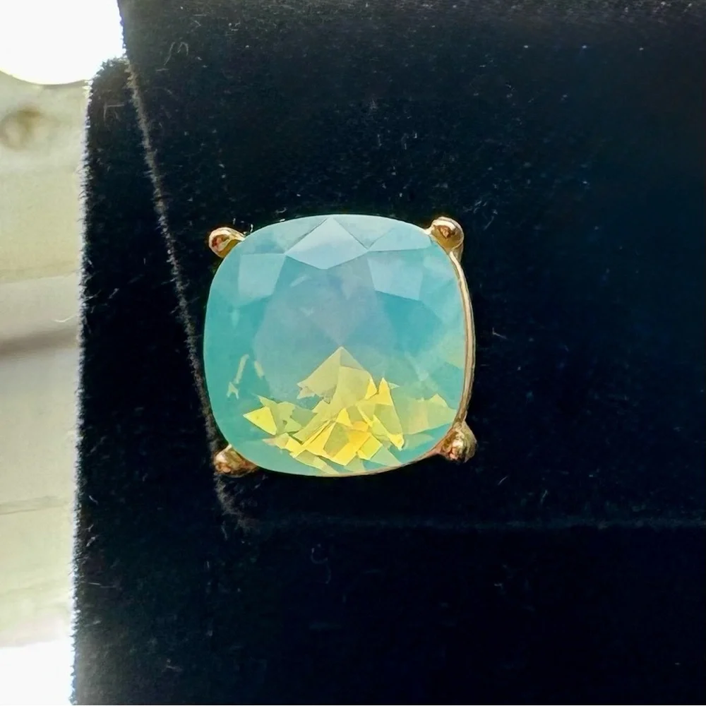 18k Gold Sea Foam Glass Spartina 449 Sea la Vie Be Marry/Something Blue Earrings - Picture 2 of 5